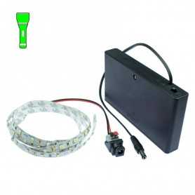 Light Painting batteries kit with 1m green LED strip. Filaments effect